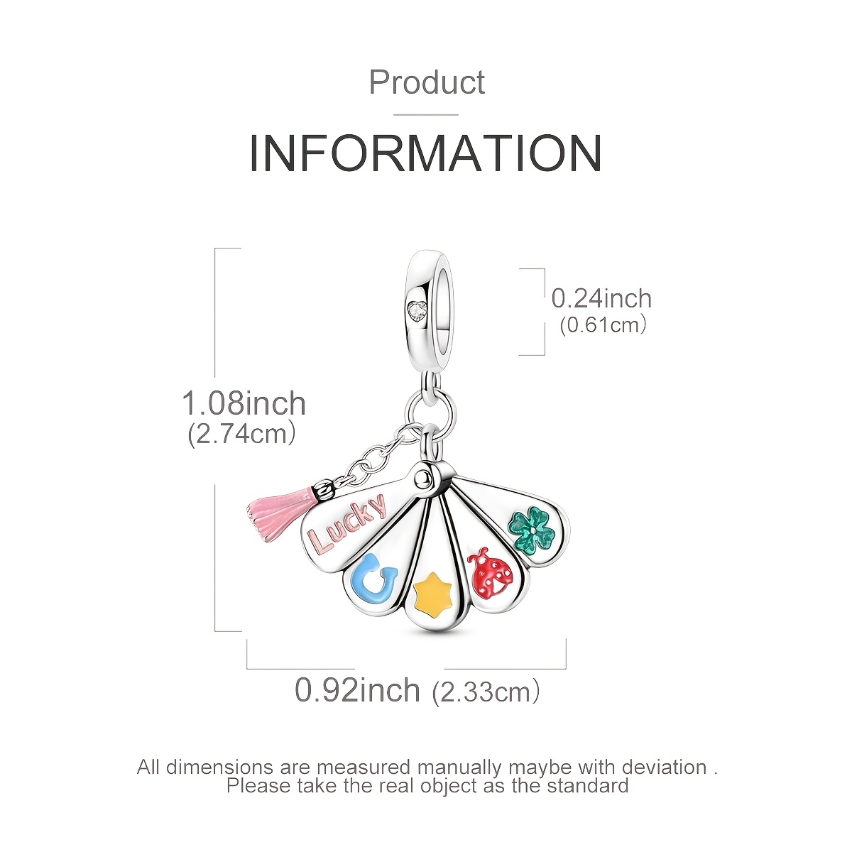 Colorful Lucky Fan Pendant Charm for Women's Bracelets